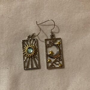 Silver and Gold Sun and Moon Earrings